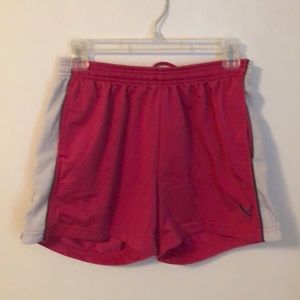 Pink and white puma shorts with pockets